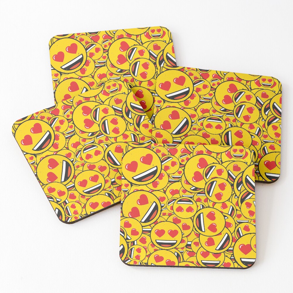 smiling face with heart eyes pattern Coasters (Set of 4)