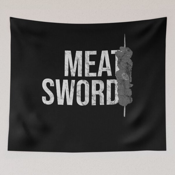 Item preview, Distressed Kebab - B&W Meat Sword - Meat Lover designed and sold by DeWinnes.