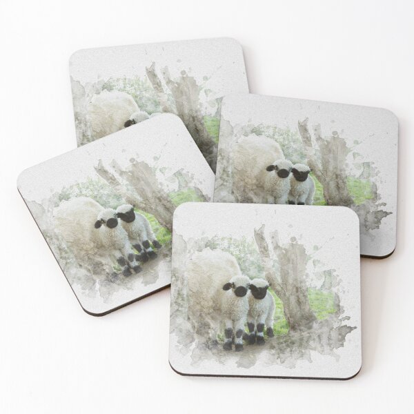 Item preview, The Twins Watercolour Photograph - Valais Blacknose Lambs designed and sold by Jane Stanley Photography.