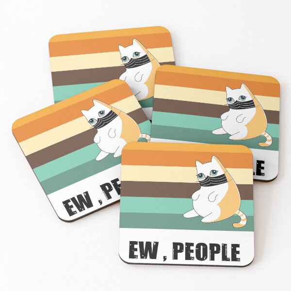 Item preview, Ew people , cute cat wearing black face mask with vintage background colors  designed and sold by SGS-.