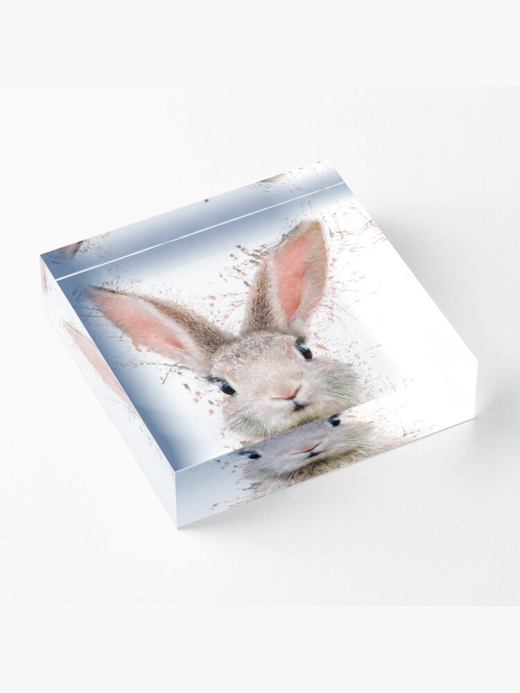Alternate view of Rabbit watercolor animals nursery decor Acrylic Block