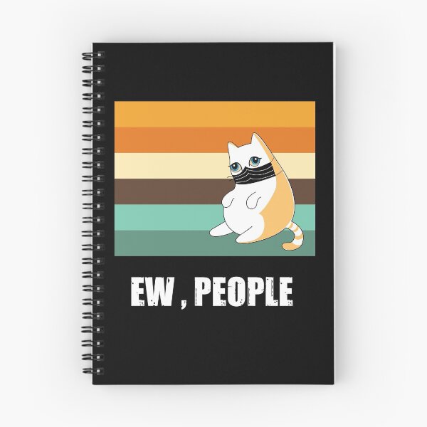 Item preview,  Ew people , cute cat wearing black face mask with vintage background colors white text designed and sold by SGS-.