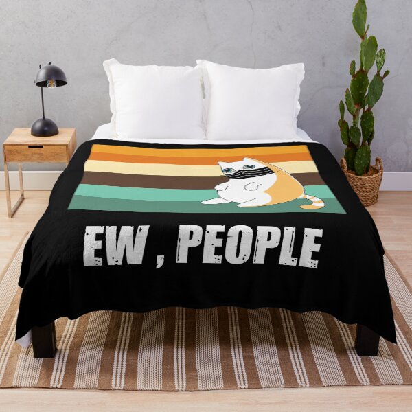 Item preview, Ew people , cute cat wearing black face mask with vintage background colors white text designed and sold by SGS-.