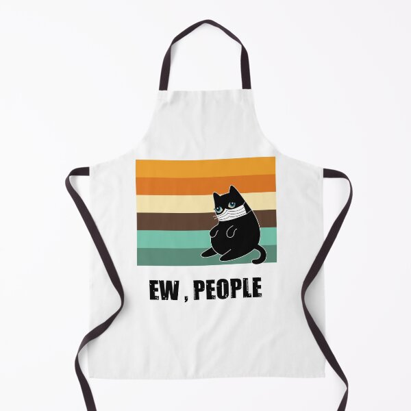 Item preview, Ew people , cute black shadow cat wearing white face mask with vintage background colors, quarantined cat designed and sold by SGS-.