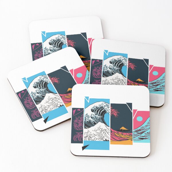 Item preview, retro grate waves off kanagawa ocean blue waves designed and sold by lucky-fern.