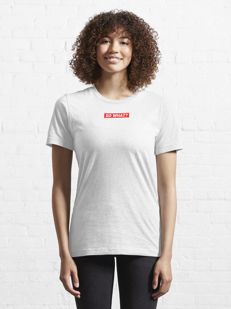 white tee red writing