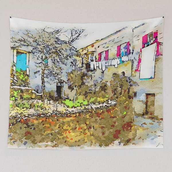 Item preview, Laureana Cilento: glimpse with garden and clothes hanging designed and sold by Giuseppe Cocco.