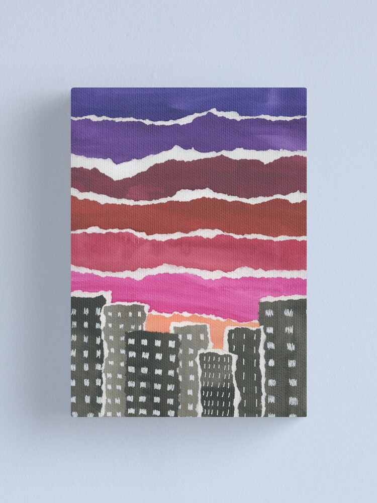 Alternate view of Sunset Night Sky Gouache Painting Collage Canvas Print