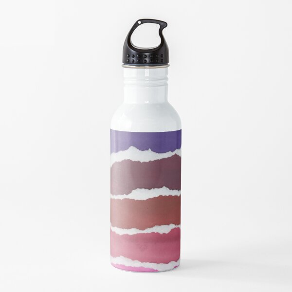 Sunset Night Sky Gouache Painting Collage Water Bottle