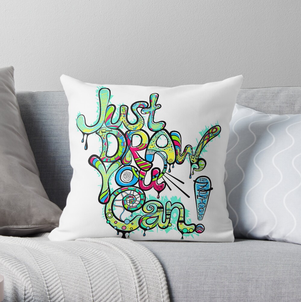 Just Draw, You Can! Throw Pillow