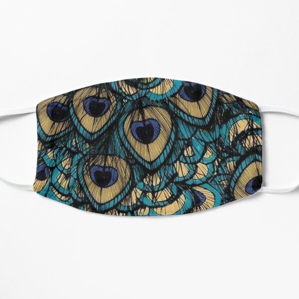 Monochromatic Terra Cota Peacock Feathers Flat Mask