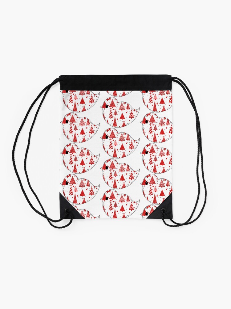 Alternate view of Christmas Robin and Friends Drawstring Bag