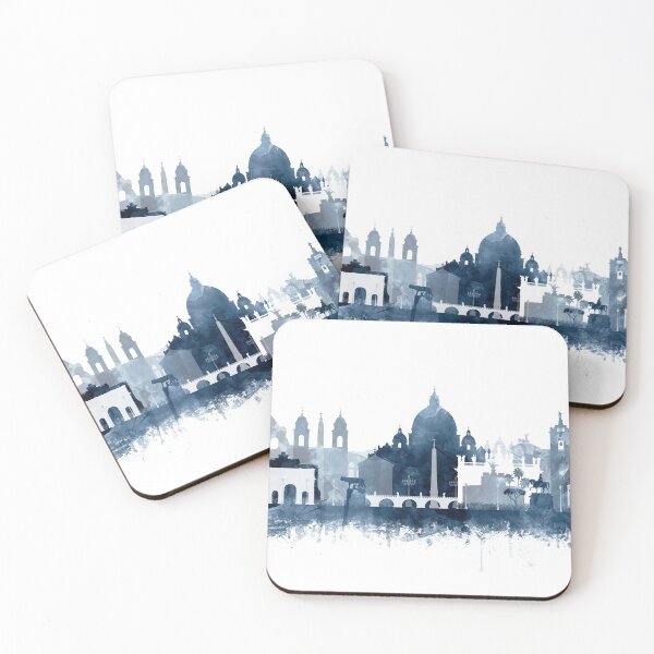 Item preview, Rome Skyline Watercolor Navy Blue by Zouzounio Art designed and sold by zouzounioart.