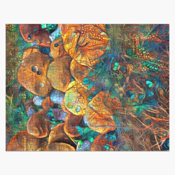 Abstract digital painting of extraterrestrial flowers Jigsaw Puzzle