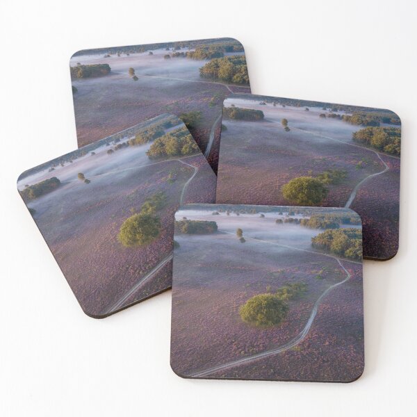 Item preview, Foggy morning above Dutch Purple heathland  designed and sold by michieldros.