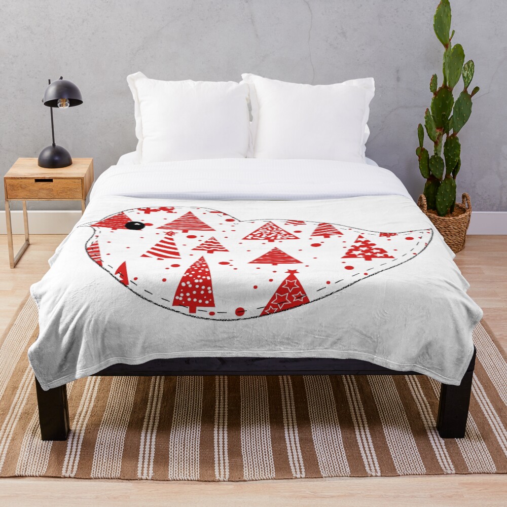 Christmas Robin Throw Blanket