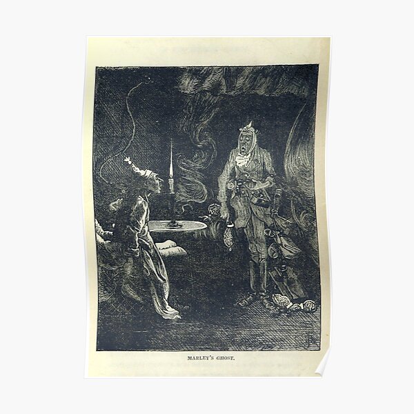 "Marley's Ghost" Vintage Illustation of "A Christmas Carol" by Charles Dickens" (1886) Poster