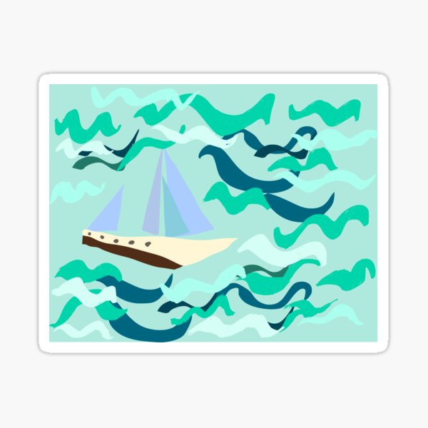 sailing yacht in the storm sea Sticker