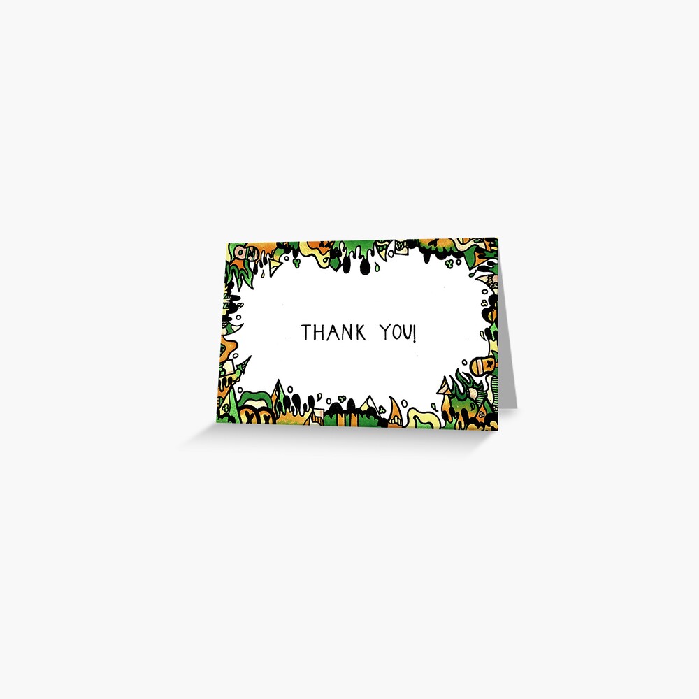 "Thank You Card Green" Greeting Card for Sale by doodledream03 Redbubble