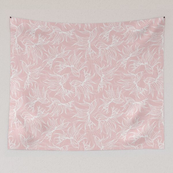 Item preview, Frosty leaves 1. Winter. White leaves line seamless pattern on delicate beige pink. Wild herbs.Autumn leaf fall.  Wild life designed and sold by Yulia Chepurova.