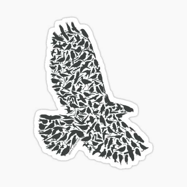 Red-Tailed Hawk Silhouette Art made from Birds Sticker