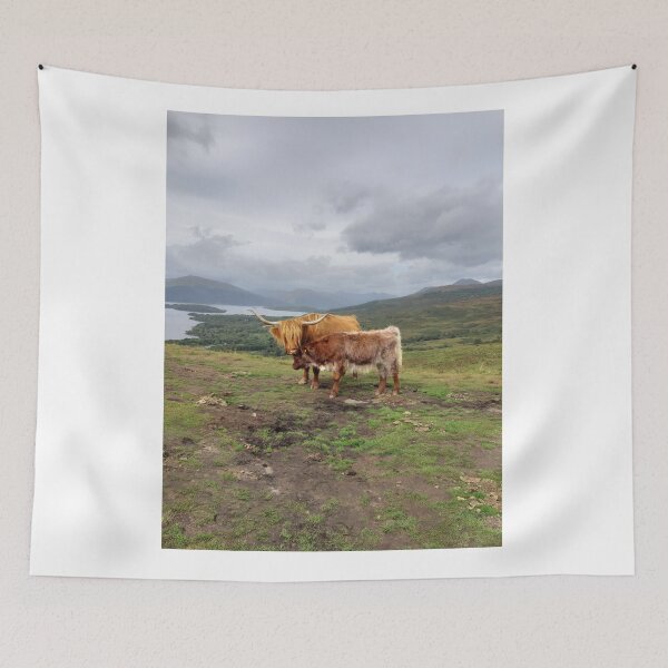 Item preview, Highland cows Conic Hill Loch Lommond background Scotland designed and sold by Scottish Photography .