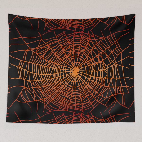 Item preview, Halloween Cobwebs Pattern Creepy in Orange - Goth designed and sold by MadandMean.