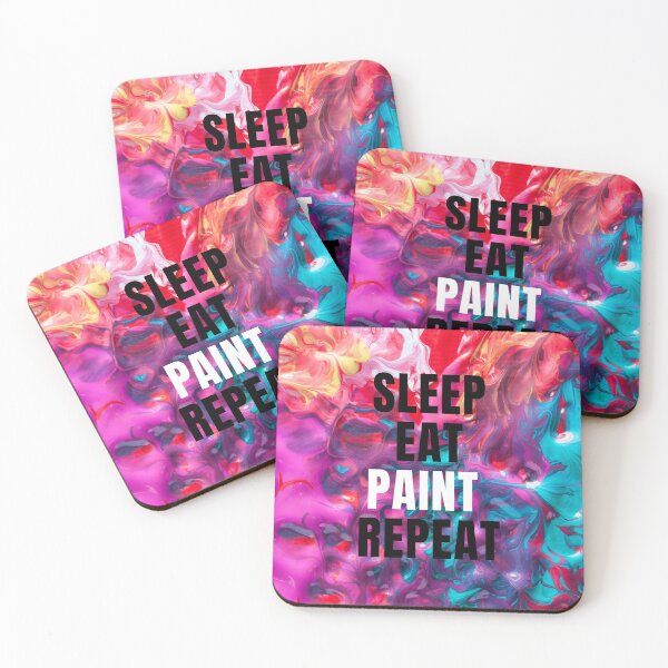 Aperçu de l'œuvre Dormir, manger, peindre, répéter - Peinture abstraite aux couleurs vives créée et vendue par JellyBeenzz.