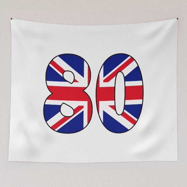 Item preview, Number 80 with UK flag on the background designed and sold by AllShirts21.