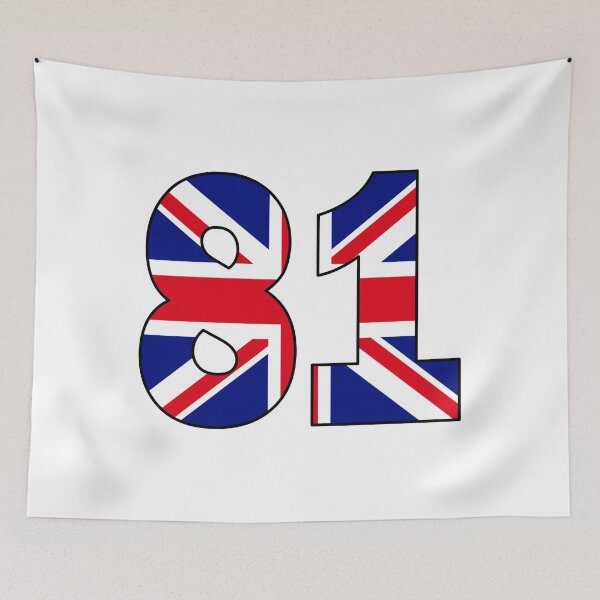 Item preview, Number 81 with UK flag on the background designed and sold by AllShirts21.