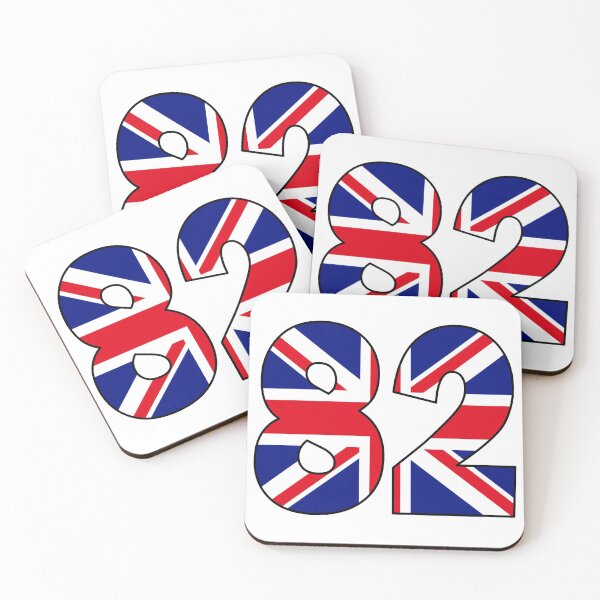 Item preview, Number 82 with UK flag on the background designed and sold by AllShirts21.