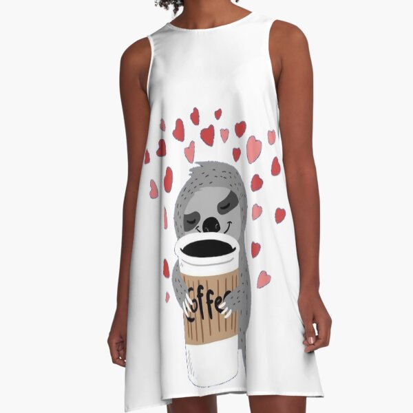 Perezoso le gusta cafe Vestido acampanado