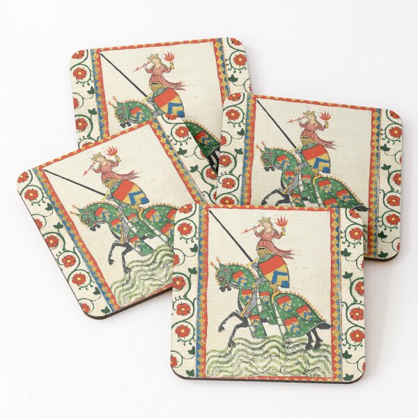 Item preview, MEDIEVAL KNIGHT HORSEBACK AND RED WILD ROSES designed and sold by BulganLumini.