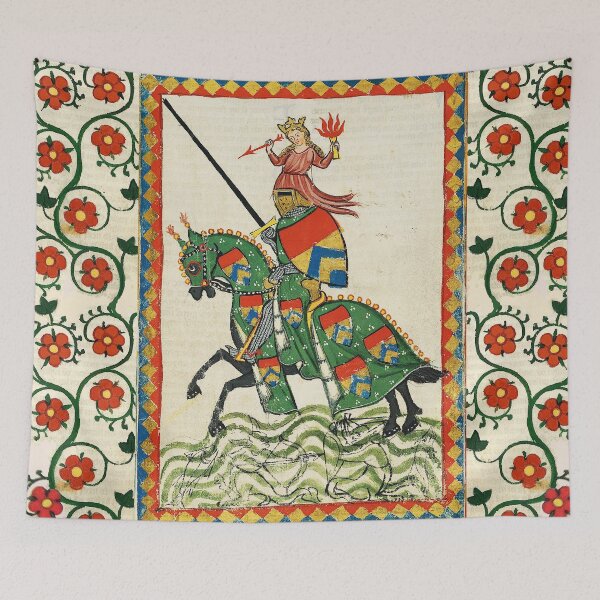 Item preview, MEDIEVAL KNIGHT HORSEBACK AND RED WILD ROSES designed and sold by BulganLumini.