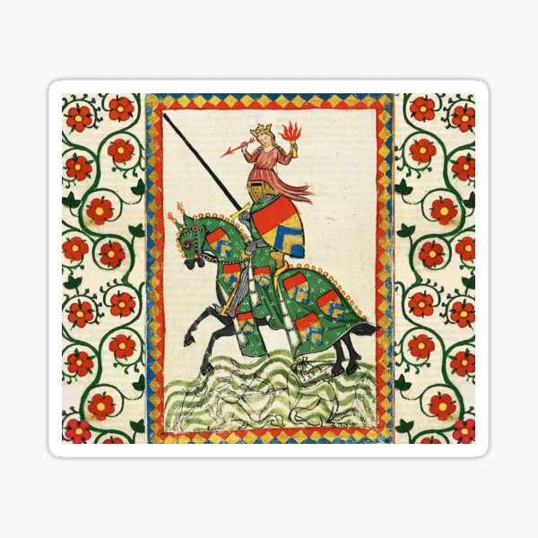 Item preview, MEDIEVAL KNIGHT HORSEBACK AND RED WILD ROSES designed and sold by BulganLumini.