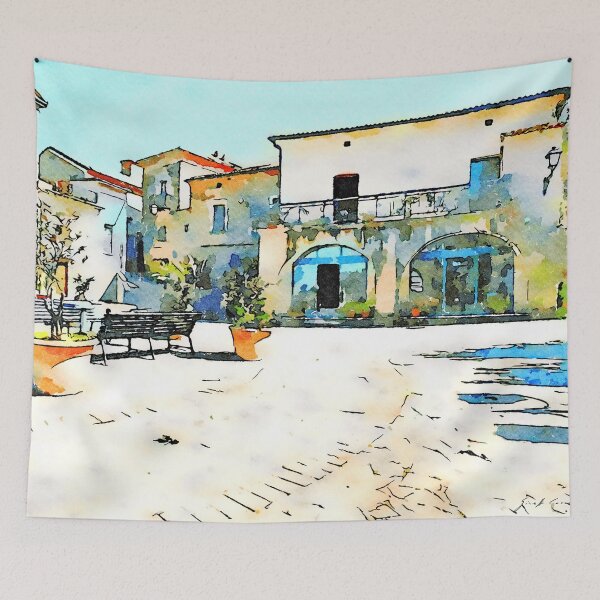 Item preview, Square and building with arcade of the Laureana Cilento designed and sold by Giuseppe Cocco.