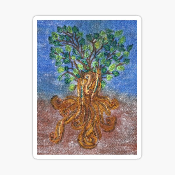 Roots and Leaves Embroidery Tree Sticker