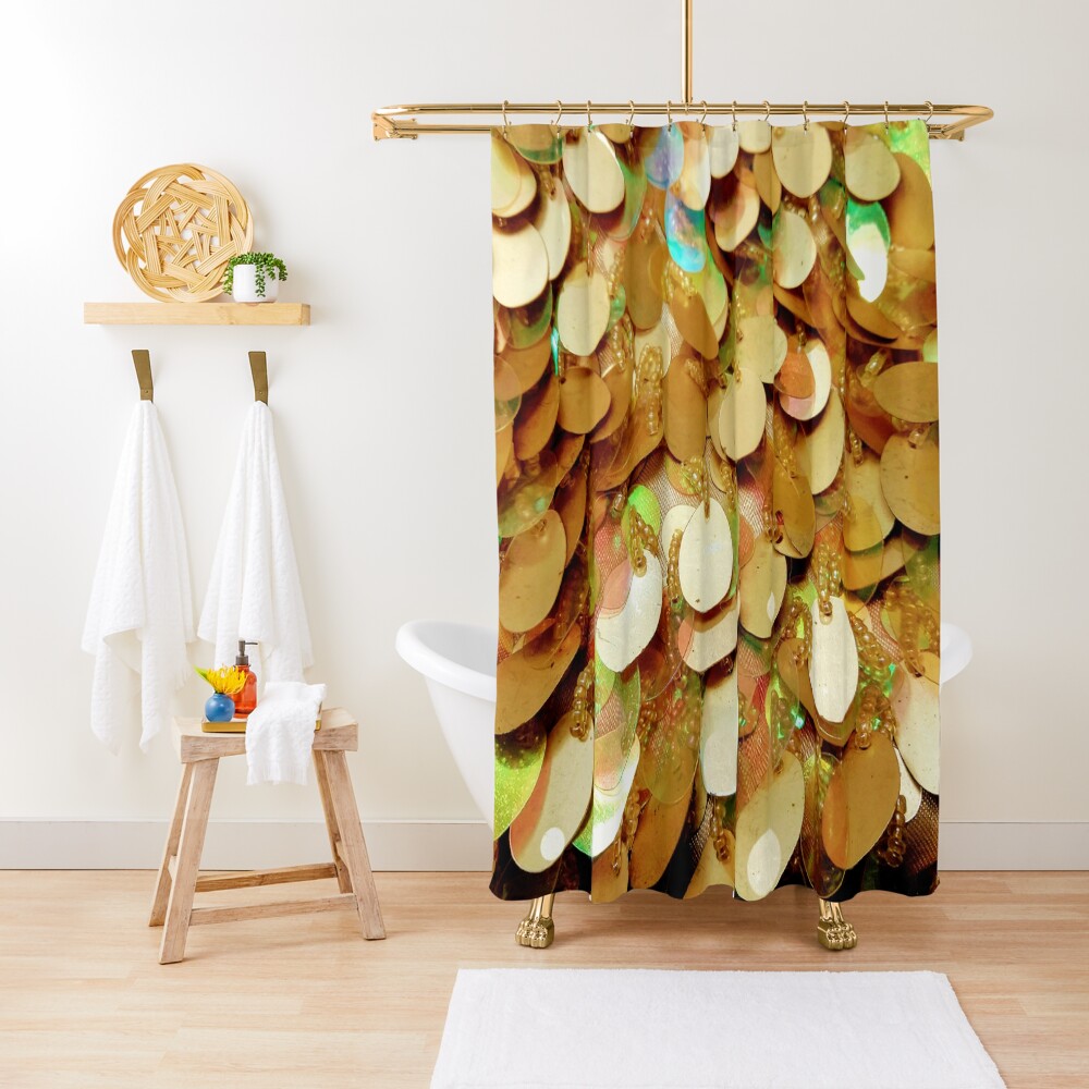 "Large Gold Sequins" Shower Curtain for Sale by CrazyCraftLady Redbubble
