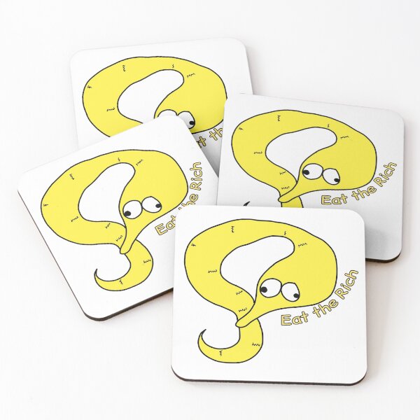 Item preview, Eat the Rich funny yellow worm on a string meme designed and sold by Unboltingcat.