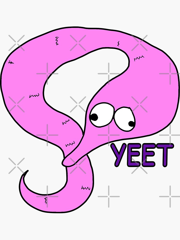 "YEET funny pink and purple worm on a string meme" Sticker for Sale by Unboltingcat Redbubble