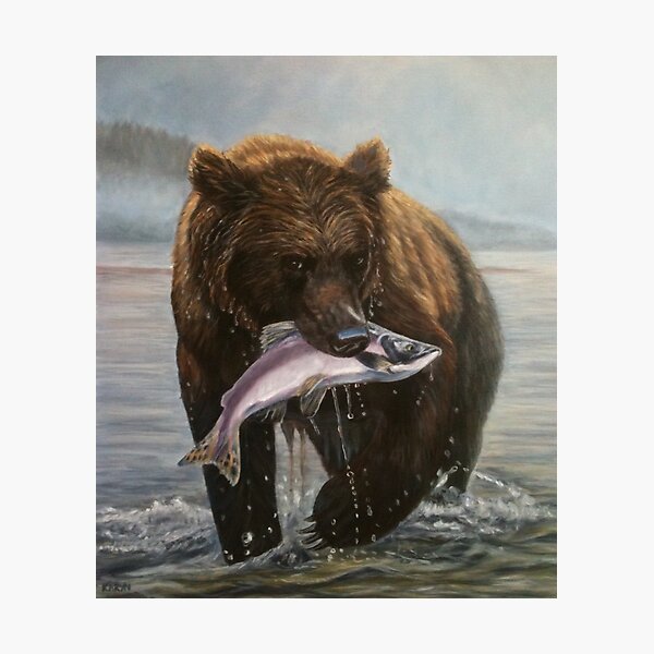 Grizzly bear store sockeye salmon painting