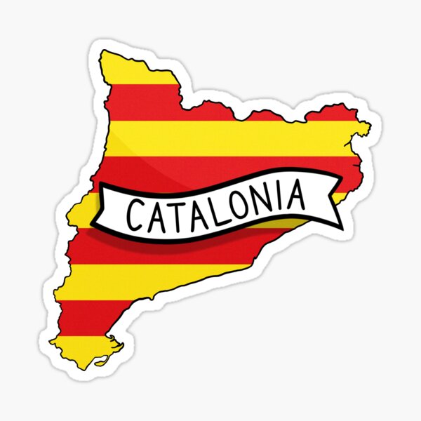 Item preview, Catalonia Flag Map Sticker designed and sold by Drawingvild.