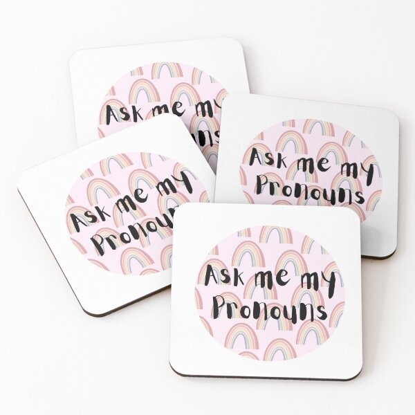 Item preview, ASK ME MY PRONOUNS Pink Rainbow designed and sold by youcancomehere.