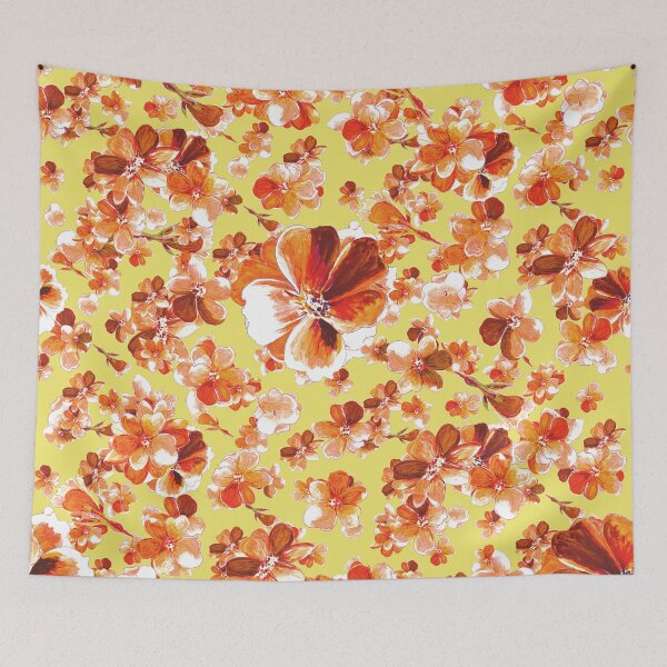 Item preview, Amber flowers on yellow designed and sold by WzoryOzdobne.