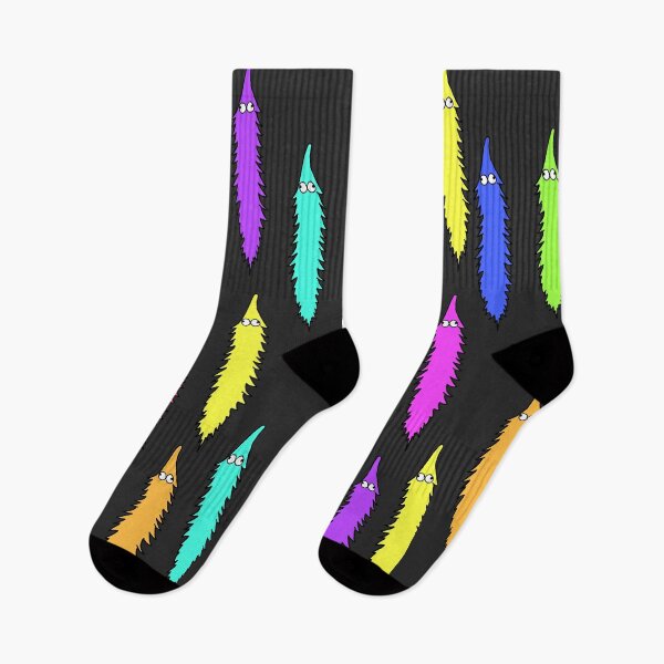 Item preview, Worm on a string Multicolor Socks meme designed and sold by Unboltingcat.