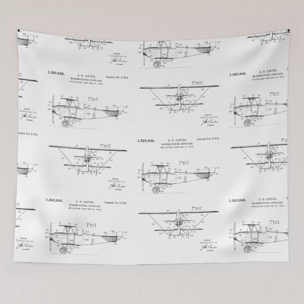 Item preview, Reconnaissance Biplane 1919 patent - black designed and sold by InkedArtPrints.