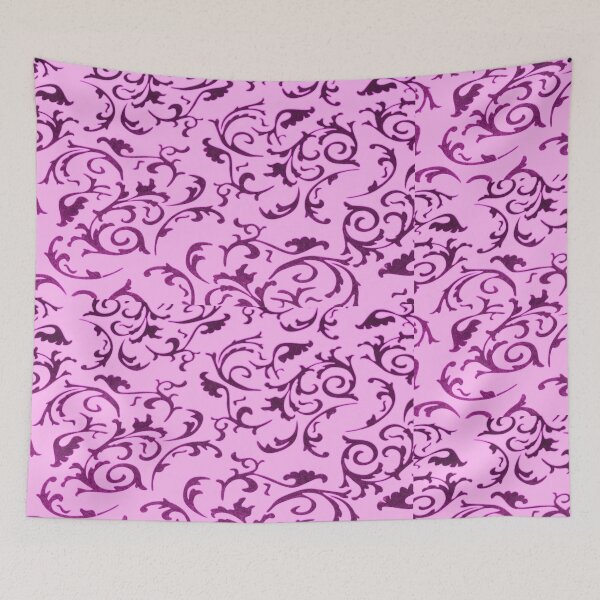 Item preview, ARABIATA 18 bis pink purple motifs Morocco Essaouira flowers leaves design arabesques scrolls decor designed and sold by dragonemma.