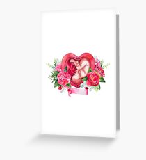 Watercolor fetus inside the womb Greeting Card