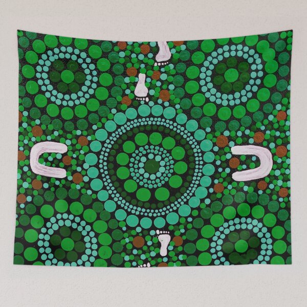 Item preview, Aboriginal Art Green Desert Walk designed and sold by GhostGumDesigns.