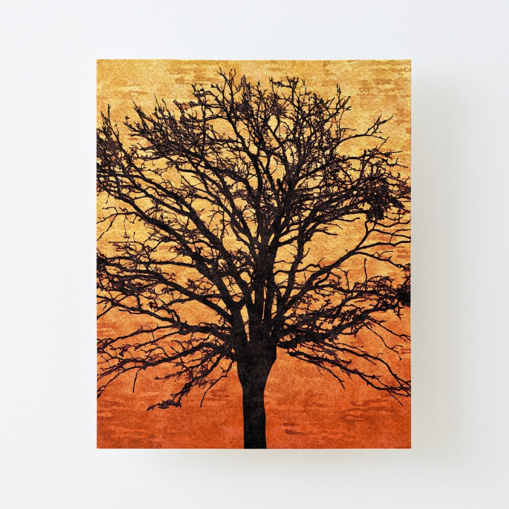 Watercolor Autumn Tree Silhouette Painting Art Board Print By Debiphillips Redbubble